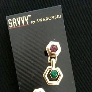 Savvy by Swarovski crystal gold-tone clip earrings